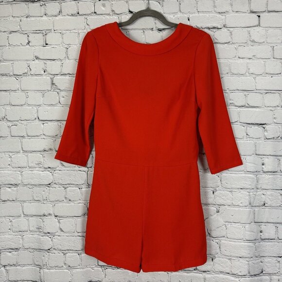 NWT Ted Baker Mertica Romper Shorts Women 0 US Size 0-2 Coral Red 3/4 Sleeves - Picture 3 of 11